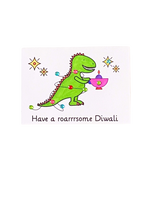 Load image into Gallery viewer, Make-your-own Diwali Dinosaur Cards - 4pk
