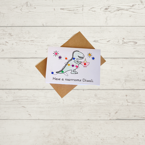 Make-your-own Diwali Dinosaur Cards - 4pk